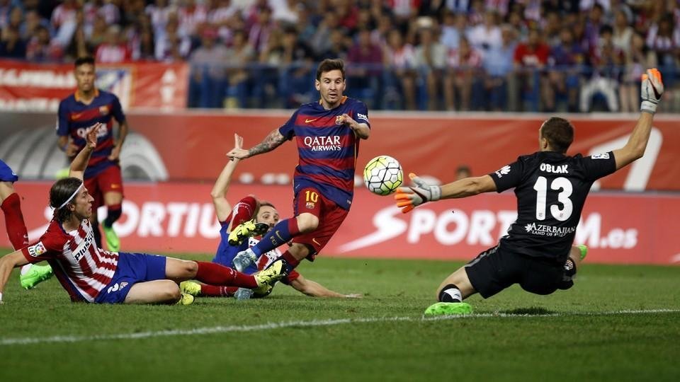 Leo Messi frente a Oblak | fuente: FC Barcelona